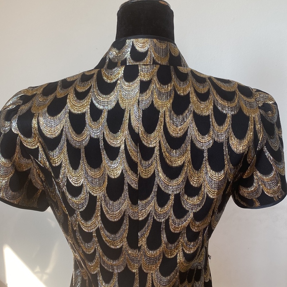 Gorgeous gold silver black vintage top Holiday parties NYE Christmas